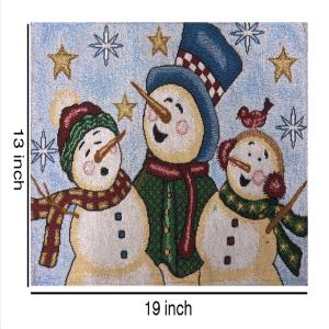 Set of 6 Cloth Cotton Placemats, Christmas Snowman Place Mats, 100% Cotton Designer Jacquard Collection, Machine Washable, Everyday Use for Dinner Table By MyMadison Home (13 X 18 Inch) (Navy Blue)