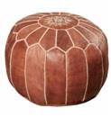 100% Leather Pouf & Cotton Canvas on Base with Polyurethane Filling