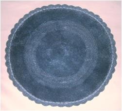 Designer Round bathmat with Lace embroidery border
