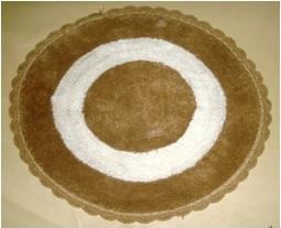 Designer Round bathmat with Lace embroidery border