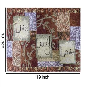 Set of 4 Cloth Cotton Placemats Live Laugh Love Printed Designer Jacquard Collection Machine Washable Everyday Use for Dinner Table By MyMadison Home (13 X 18 Inch) (Navy Blue)
