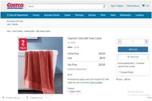 A Grade Organic cotton GOTS Certfieed Costco Terry Bath Towel Organized Stock