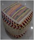 Hand Woven, Cotton & Polyester pouf with EPS beans filling inside