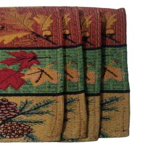 PRAKARTIK BY INDUARTS Cotton Jacquard Tropical Print Rectangular Placemat (33X47 cm, Multicolour) -Set of 4