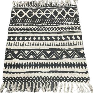 Cotton Printed Rug With Frindges Stock