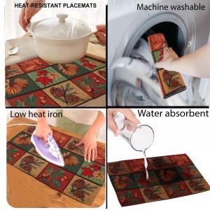 PRAKARTIK BY INDUARTS Cotton Jacquard Tropical Print Rectangular Placemat (33X47 cm, Multicolour) -Set of 4