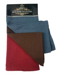 100% Cotton Waffle Kitchen Towel Set Of 3 Stock