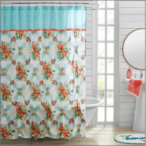Poly Cotton Slub Designer Printed Shower Curtain Stock