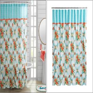 Poly Cotton Slub Designer Printed Shower Curtain Stock