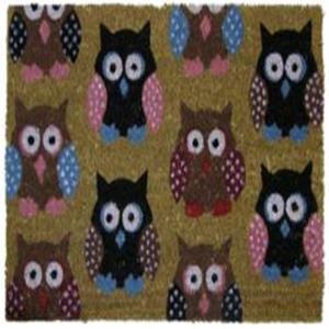 Owl stenciled PVC Coir  mat Stock